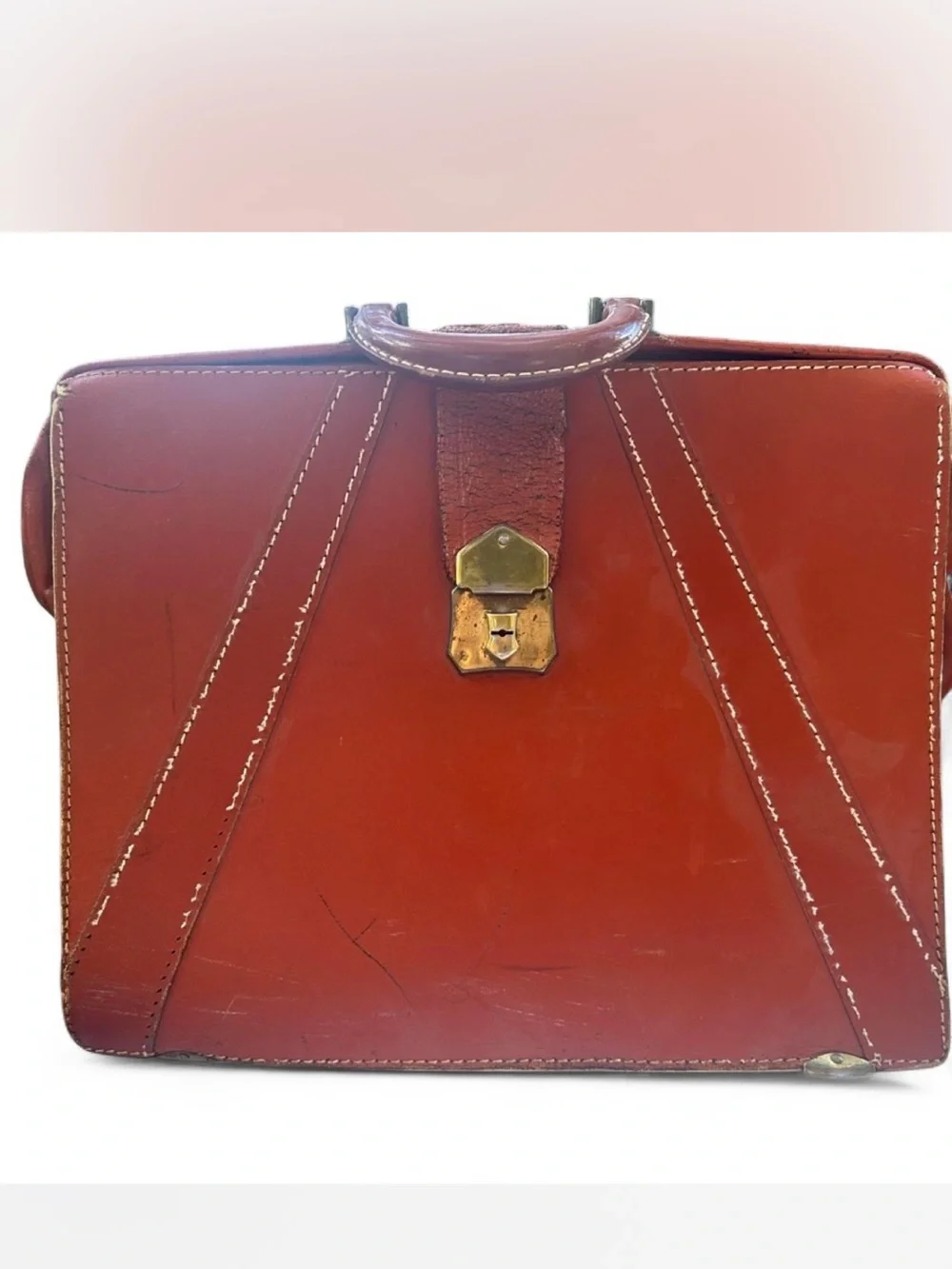 Vintage Leather Men's Briefcase in Cognac Brown